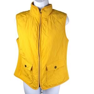 Talbots Mustard Yellow Womens Quilted Vest Pockets S